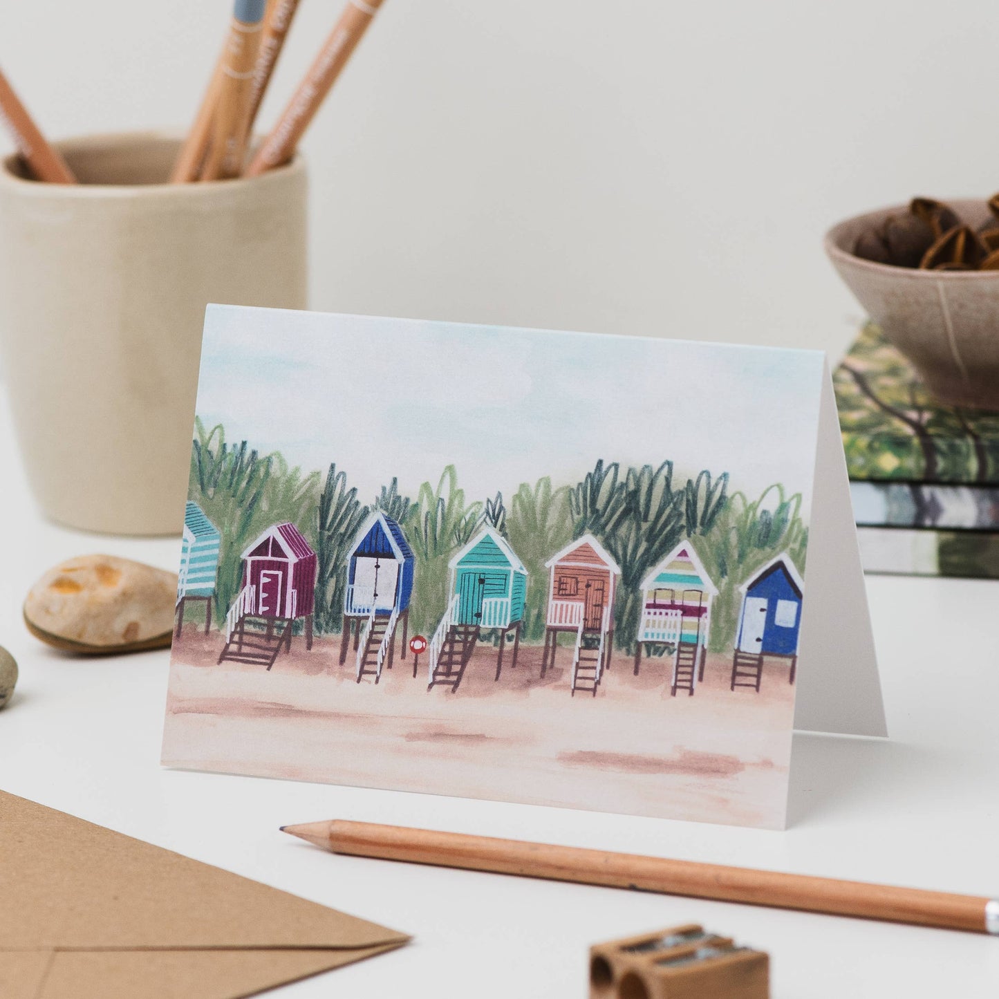 Landscape Card - Beach Huts in Wells-Next-The-Sea, Norfolk