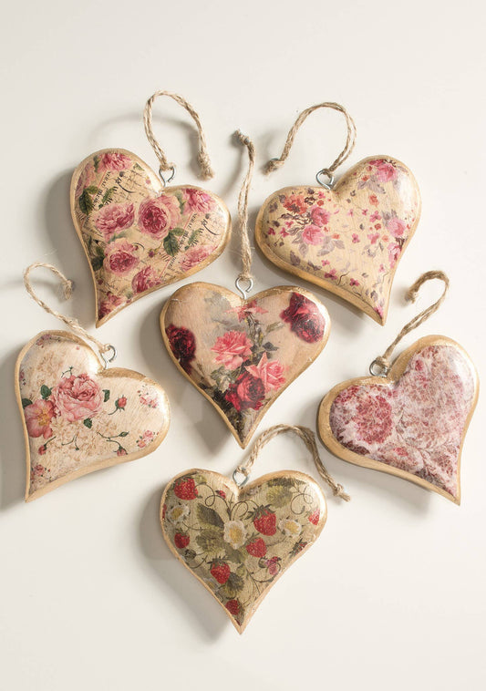 Namaste - Medium Vintage Wooden Hanging Heart Decoration