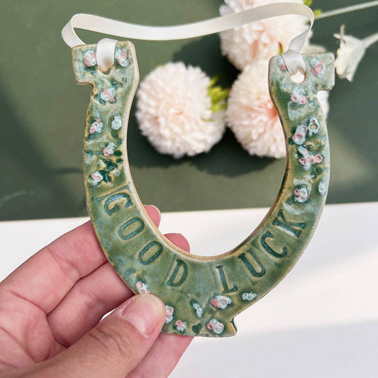 Green Meadow Good Luck Ceramic Wedding Horseshoe