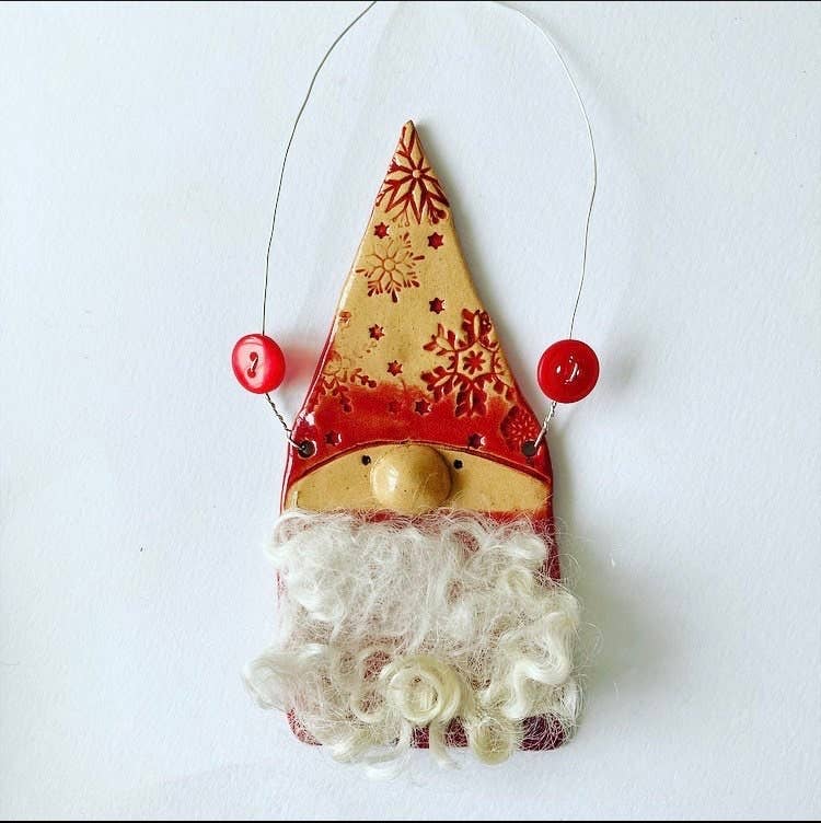 Ceramic Christmas Gnome Santa Ornament with Free UK Delivery