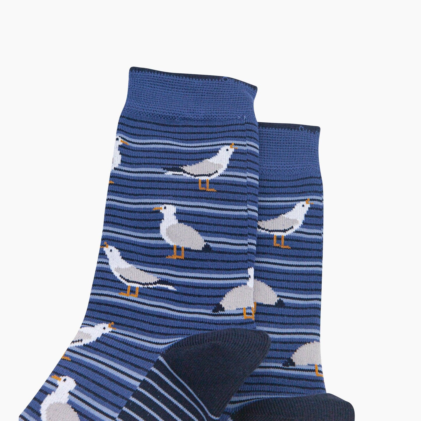 Seagull Stripe Men's Bamboo Socks in Denim Blue