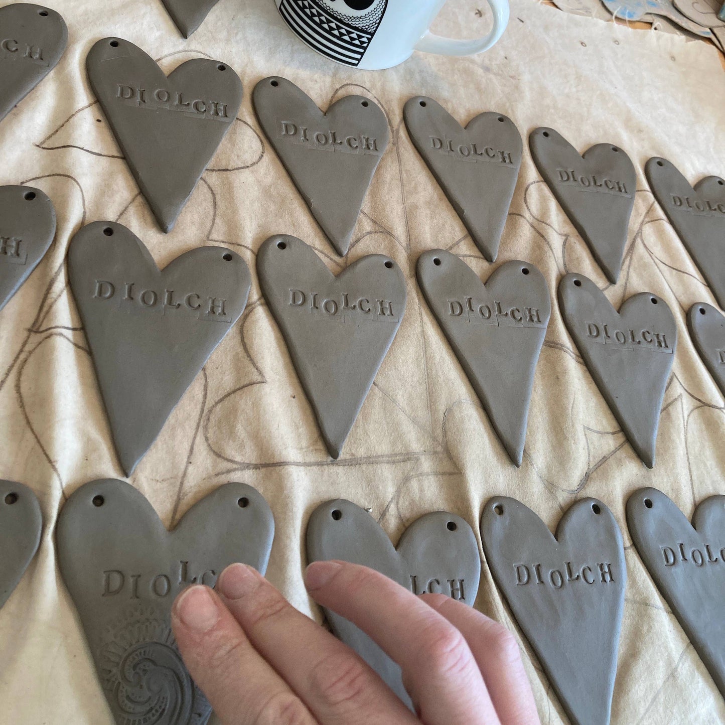 Welsh 'Diolch' Ceramic Heart Thank You Gift, Made in Wales