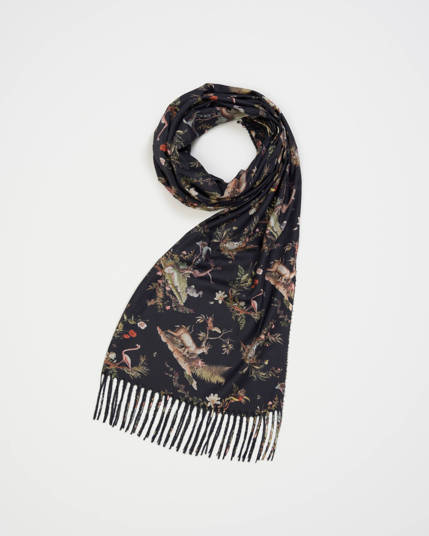 FABLE Wonderland Black Scarf with Tassels