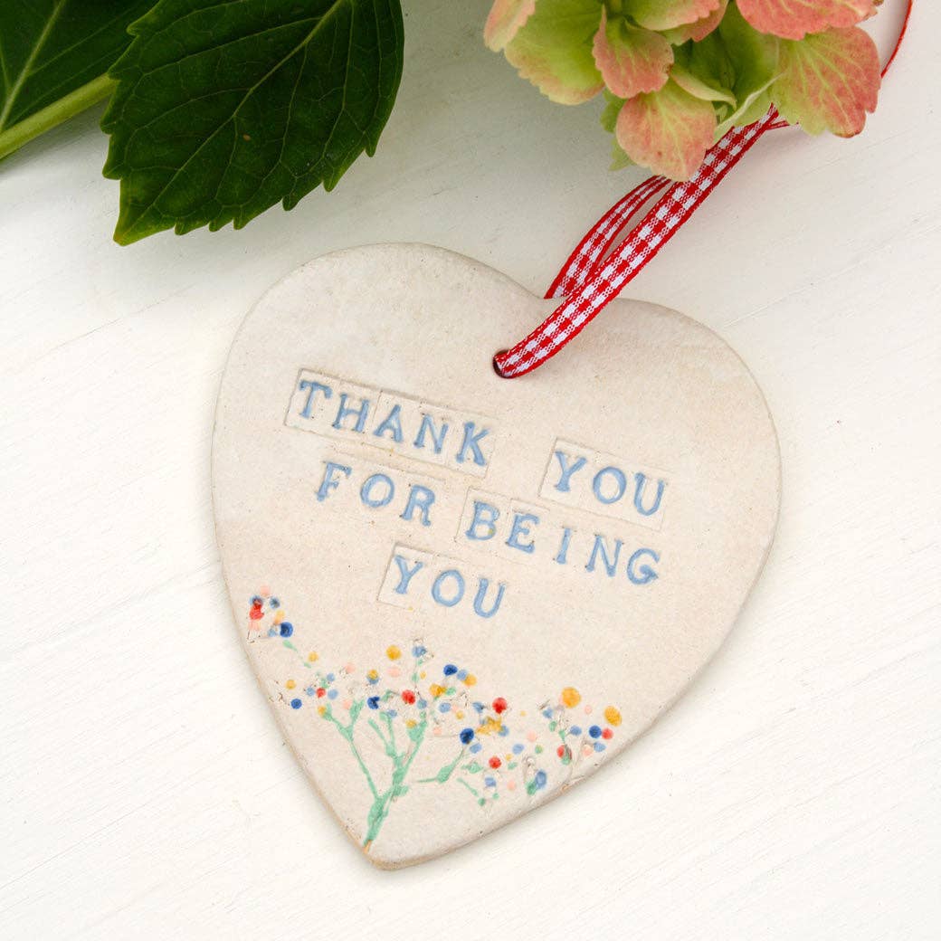 Thank You For Being You Ceramic Hanging Heart - Personalised Unique Friendship Gift