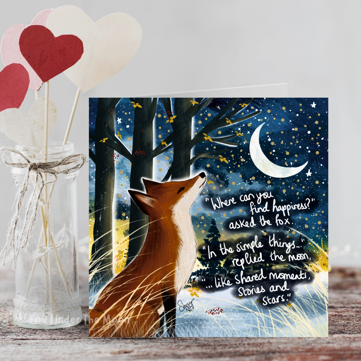 'Happiness' - Greeting Card From Fox Under The Moon