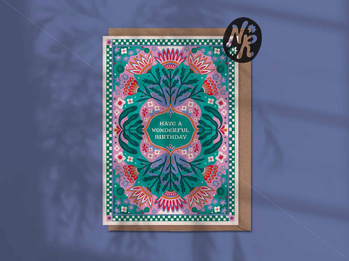 Natasha Robinson - Have a Wonderful Birthday | A6 Colourful Folk Greetings Card