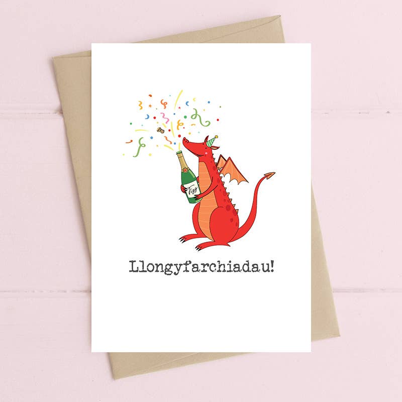 Llongyfarchiadau (Congratulations) Dragon WELSH Card