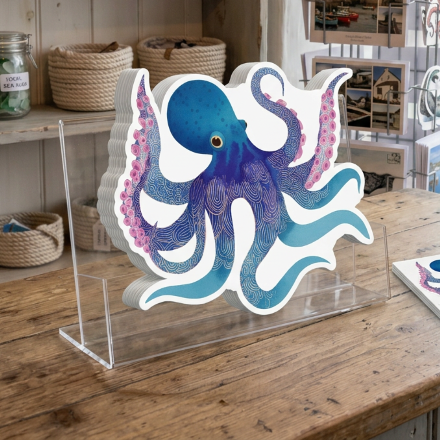 Octopus Seaside Coastal Postcards Stationery Notecard