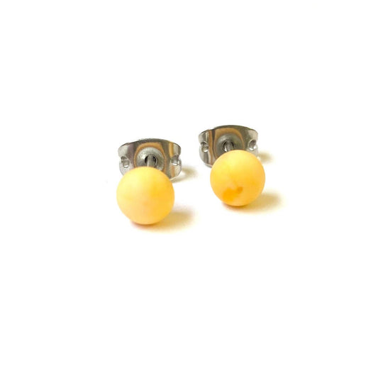 Helen Chalmers - Frosted Lemon Handmade Glass Mini Stud Earrings