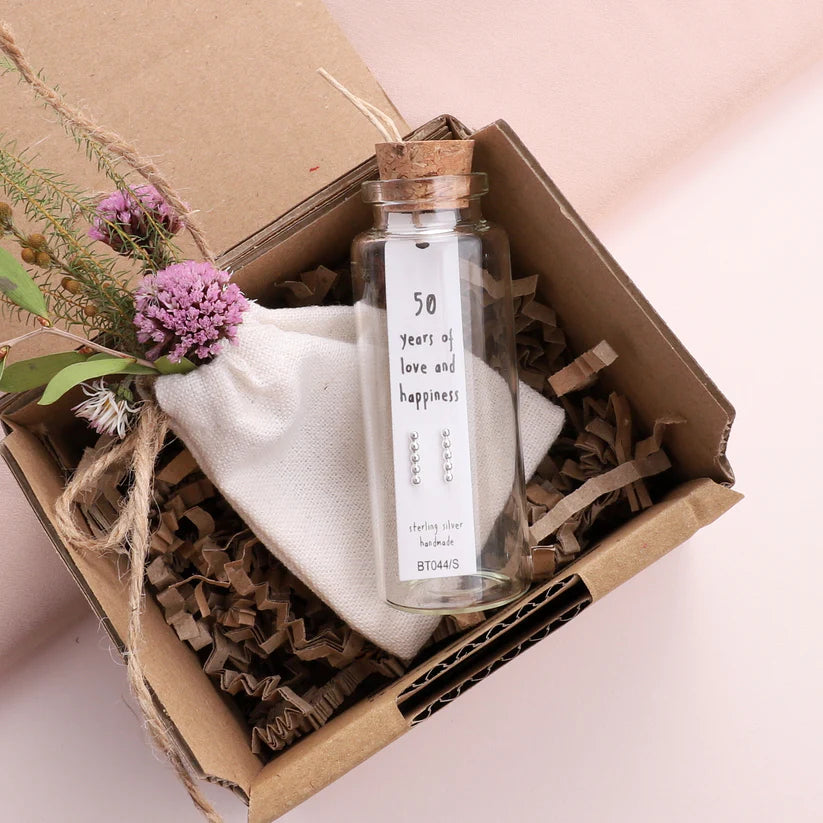 Attic Creations Message Bottle Earrings 50th Birthday