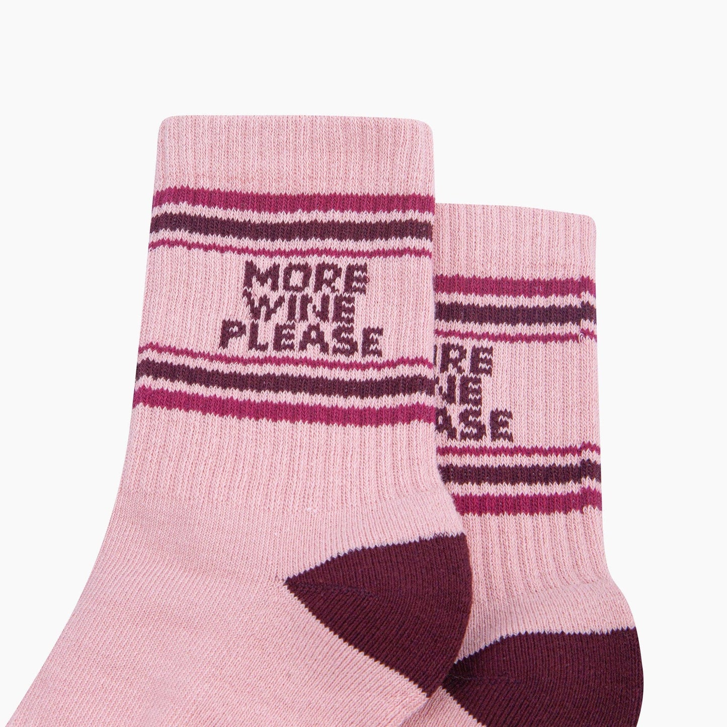 More Wine Please Organic Cotton Sports Socks in Soft Pink/Burgundy