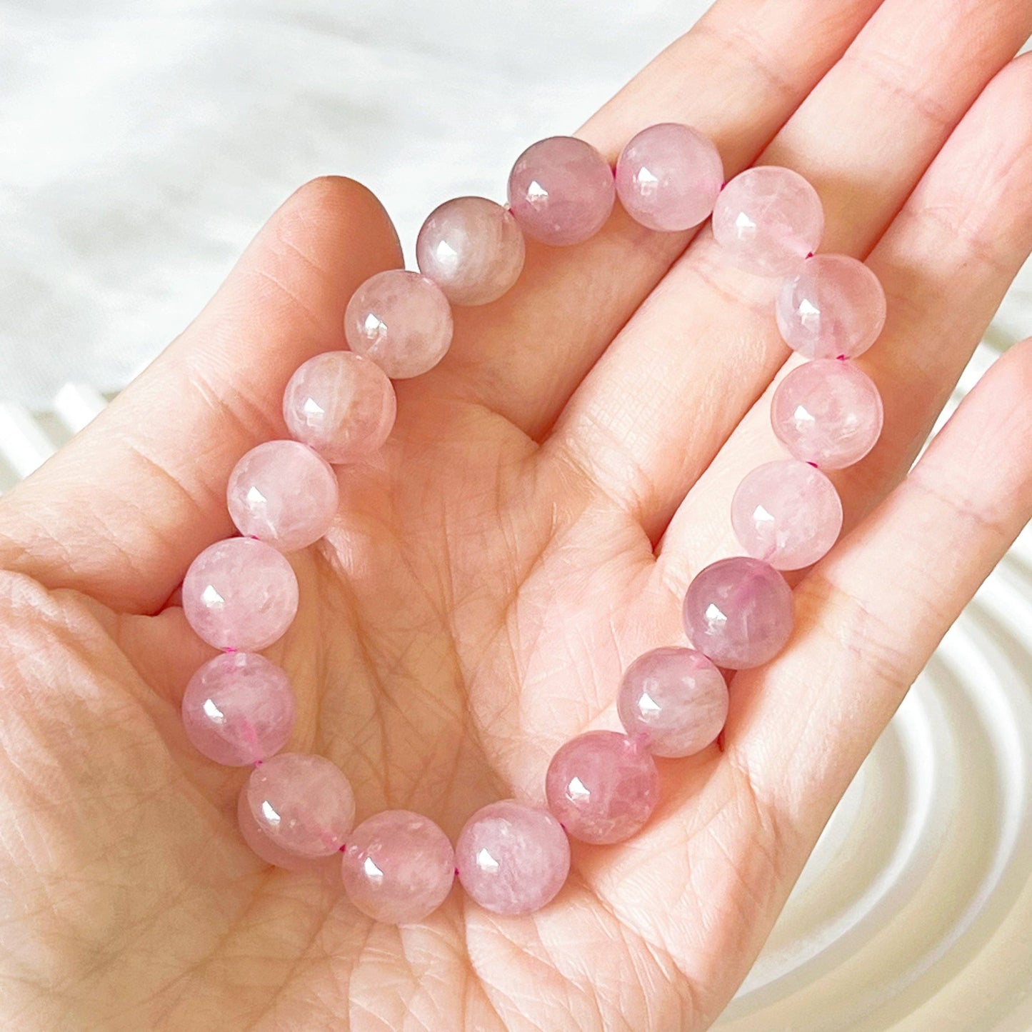 Ninaouity - Heart Chakra Natural Madagascar Rose Quartz Crystal Bracelet