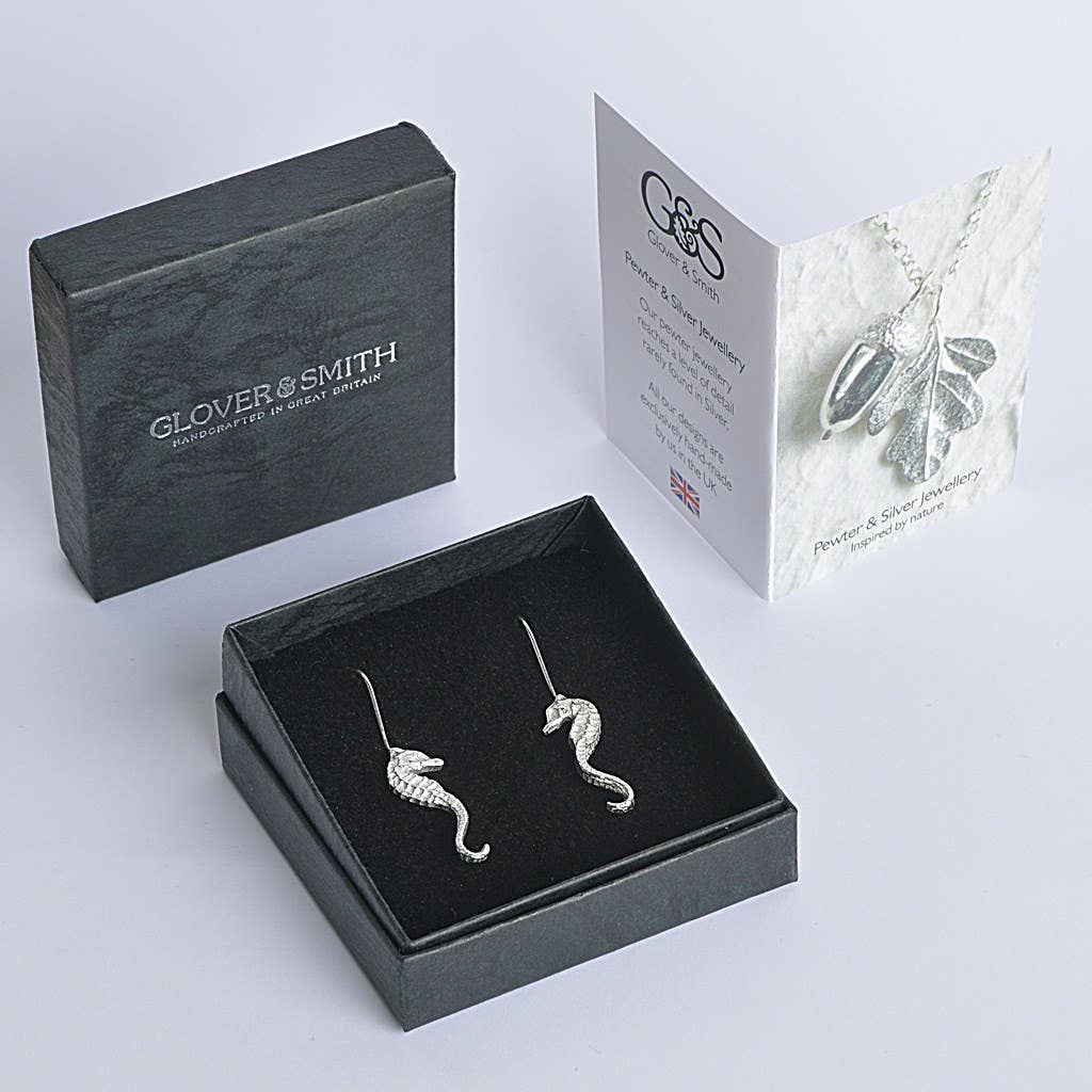 Seahorse Drop Earrings English Pewter Jewellery