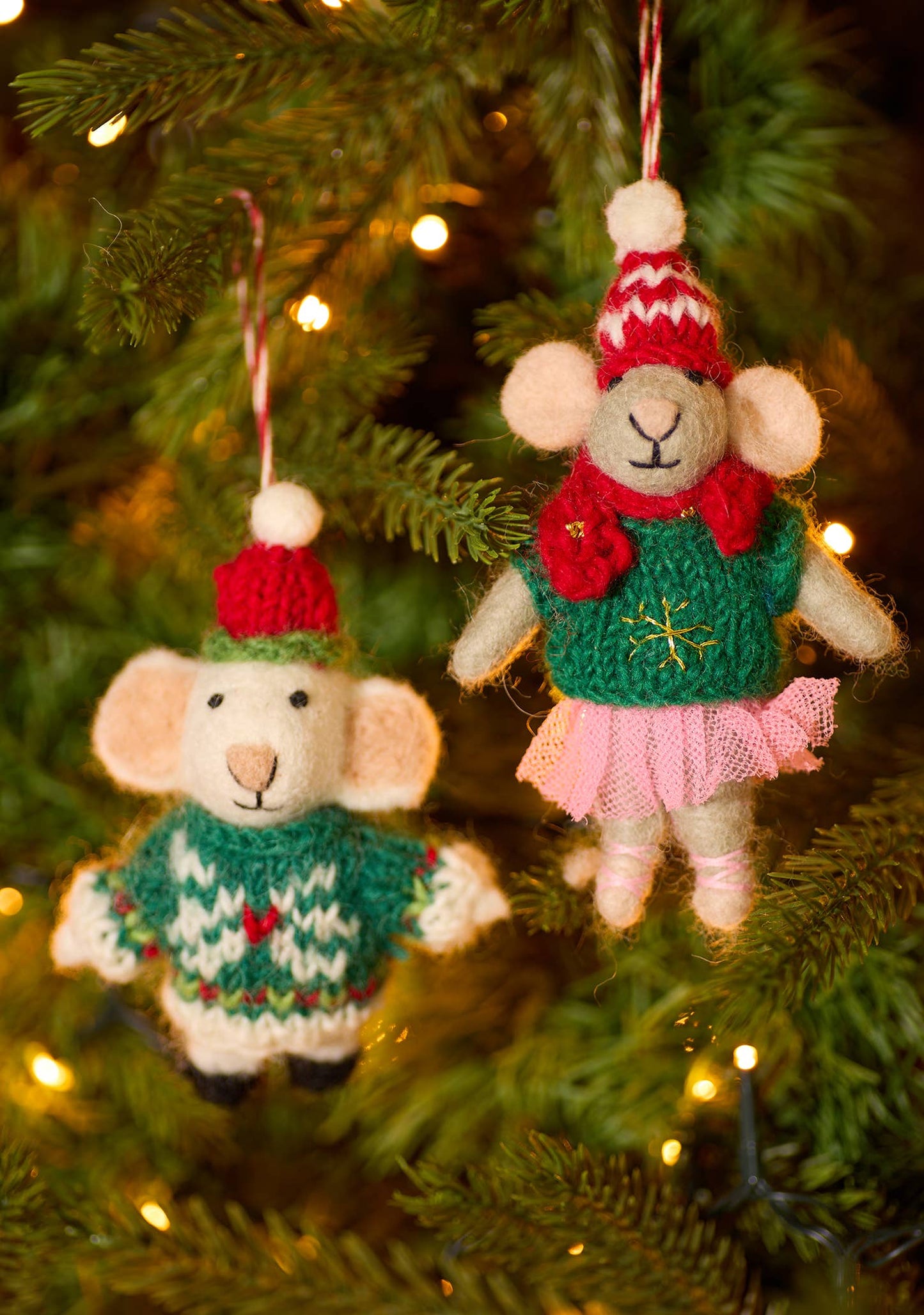 Namaste - Felt Christmas Mice Wearing Jumpers
