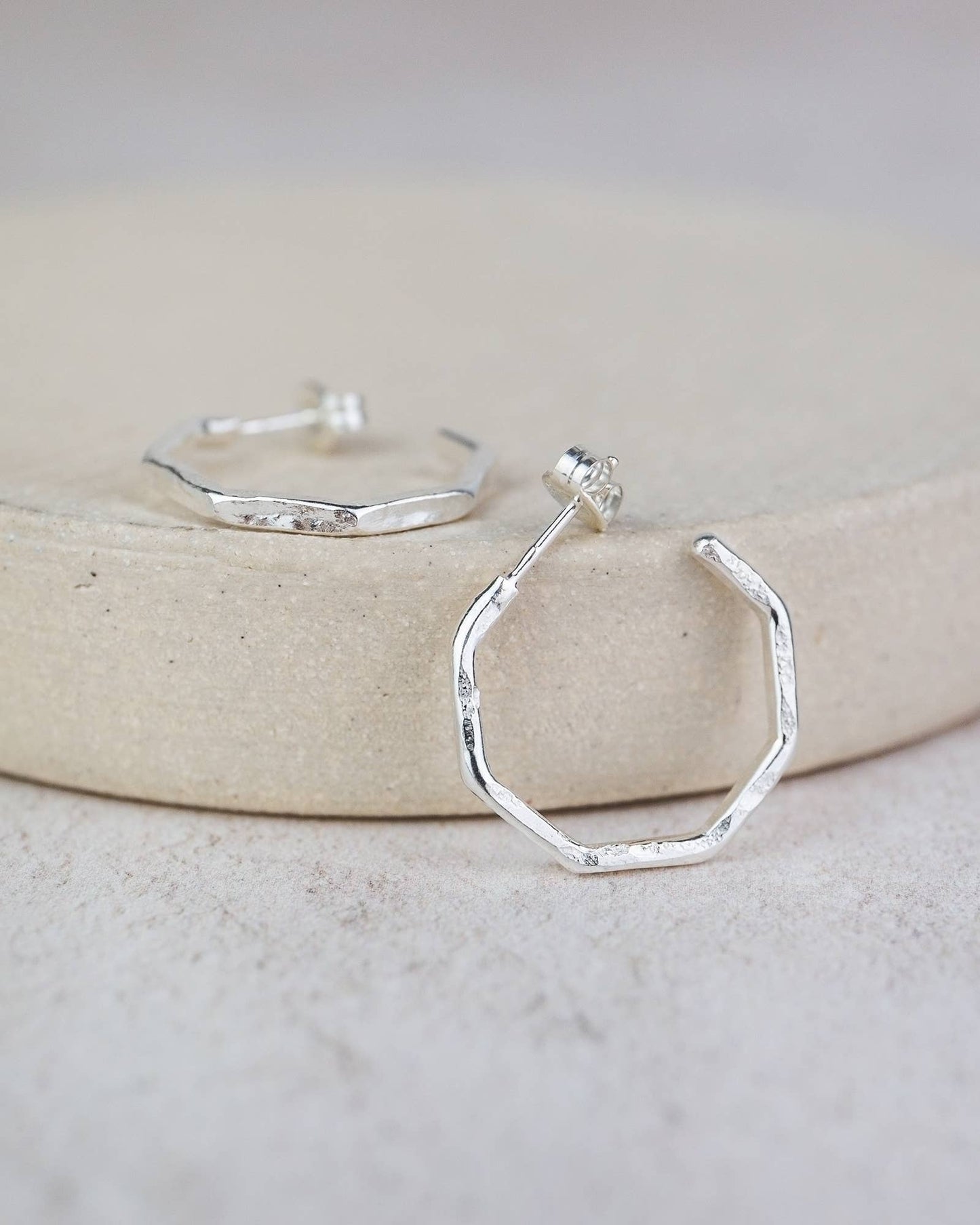Lucy Kemp Jewellery - Sterling Silver Everyday Octagon Hoops