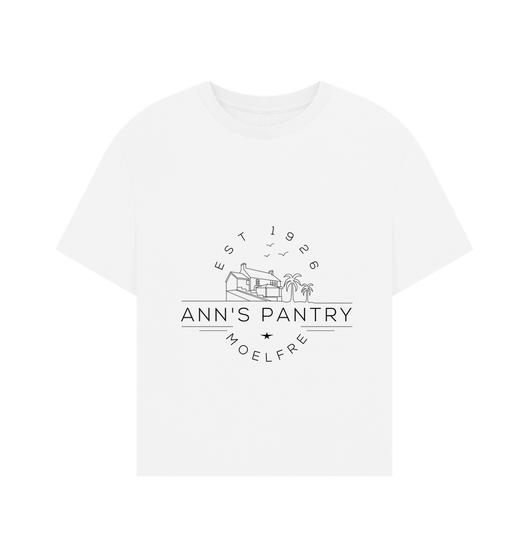 White Ann's Pantry Women's Oversized Tee Logo 1