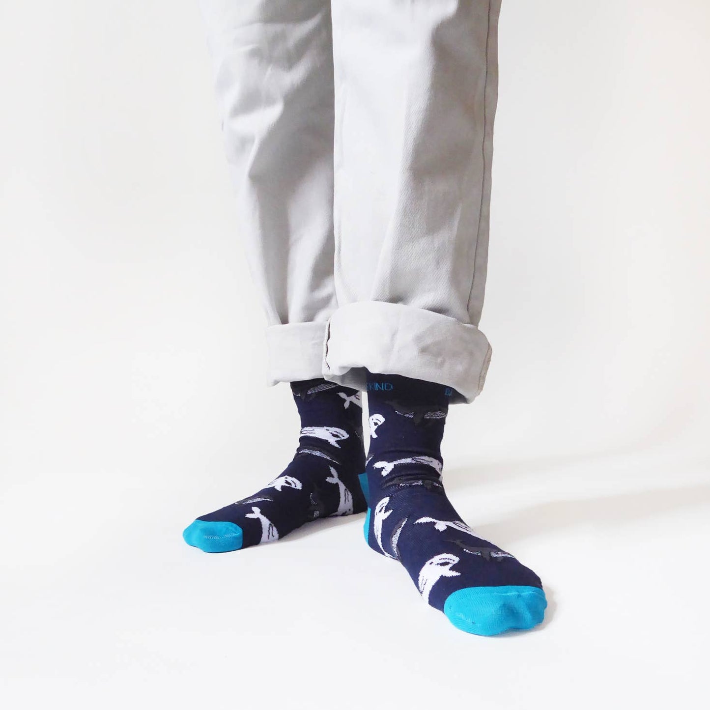 Whale Socks | Bamboo Socks | Dark Navy Blue Socks: UK Adult 4-7 / Single Pair / Whales