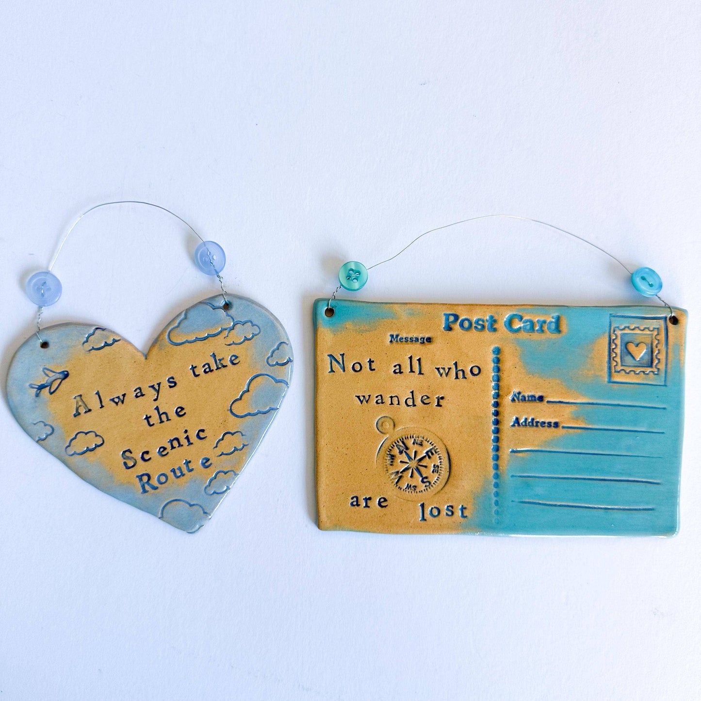 Scenic Route Ceramic Heart Plaque - Made in Wales