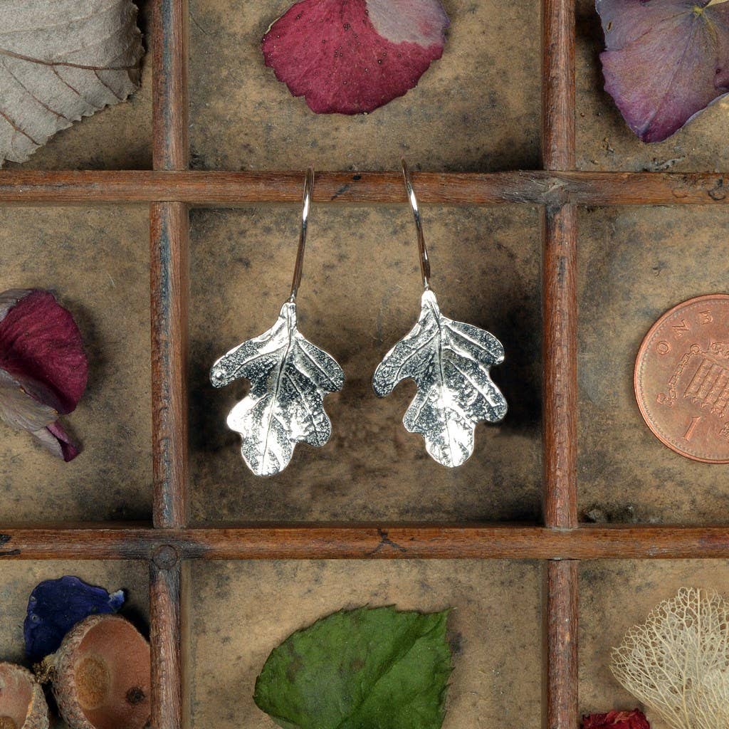 Oak Leaf Drop Earrings English Pewter Jewellery