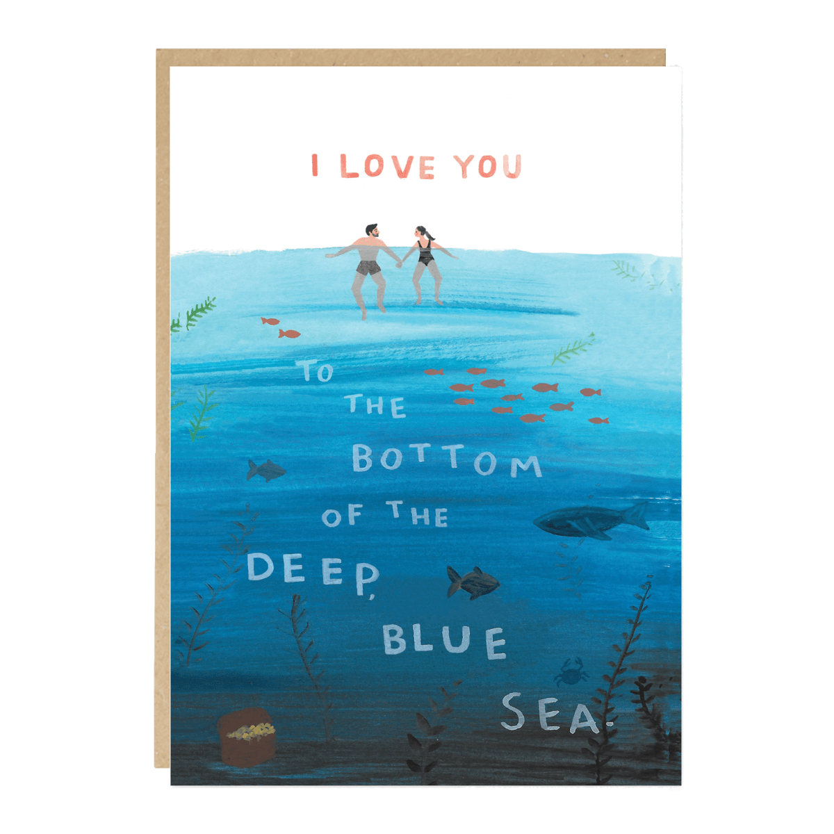 I Love You Deep Blue Sea Swimmers - Love Card - Valentine