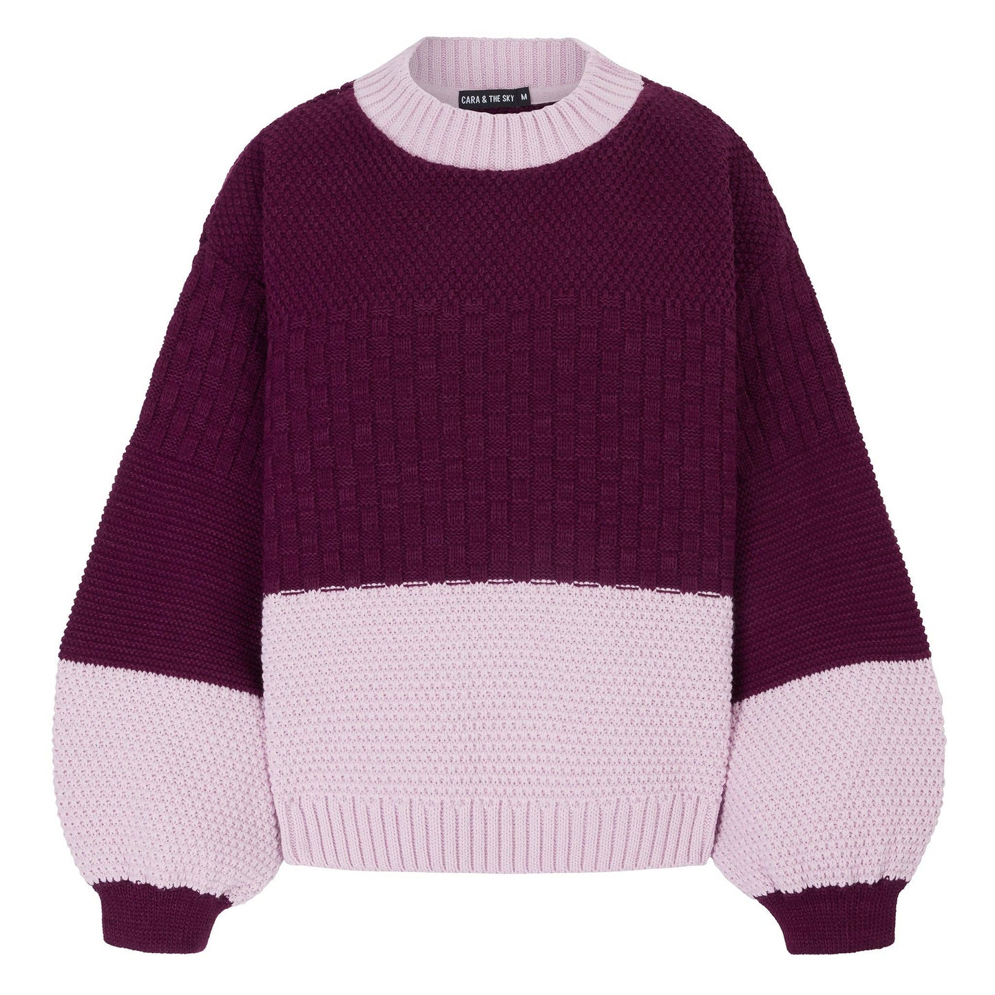 Cara & The Sky - Taz Recycled Cotton Mix Two Tone Jumper - Burgundy