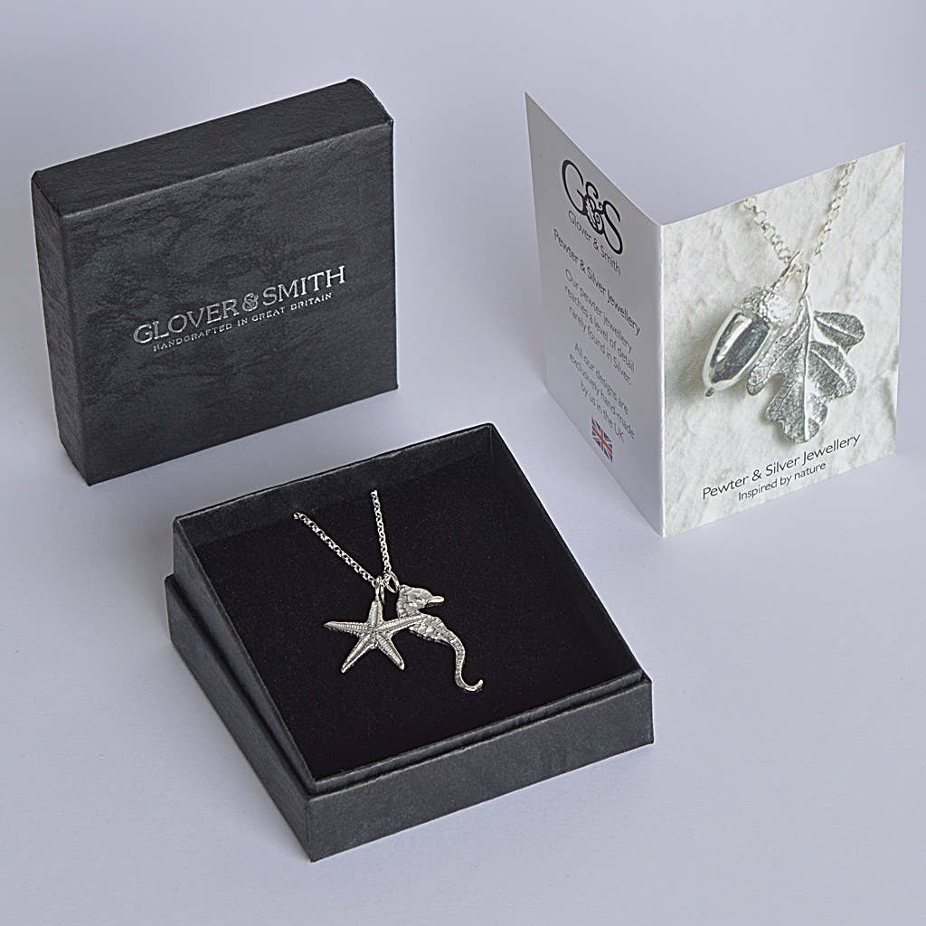 Seahorse and Starfish Necklace, English Pewter Jewellery