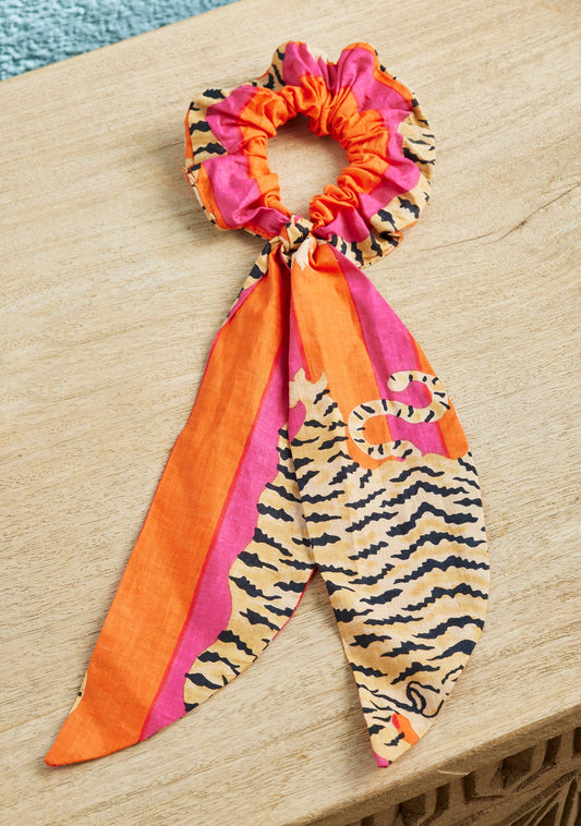 Namaste - Tiger Stripe Hair Scrunchie With Tie
