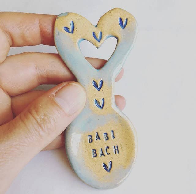Handmade Ceramic Welsh Love Spoon - Babi Bach Gift
