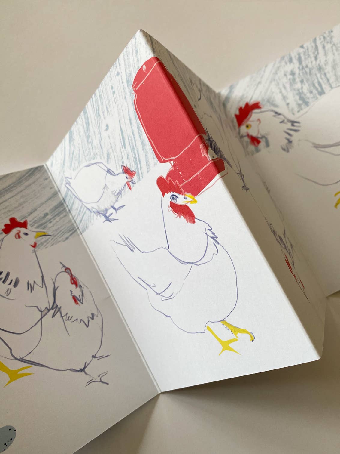 Esther Kent Design - Garden Hens Concertina Card