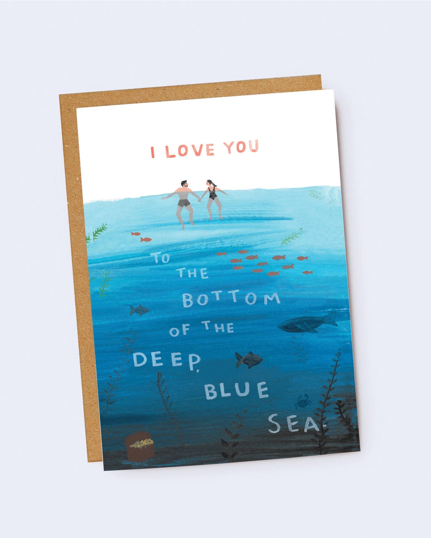 I Love You Deep Blue Sea Swimmers - Love Card - Valentine
