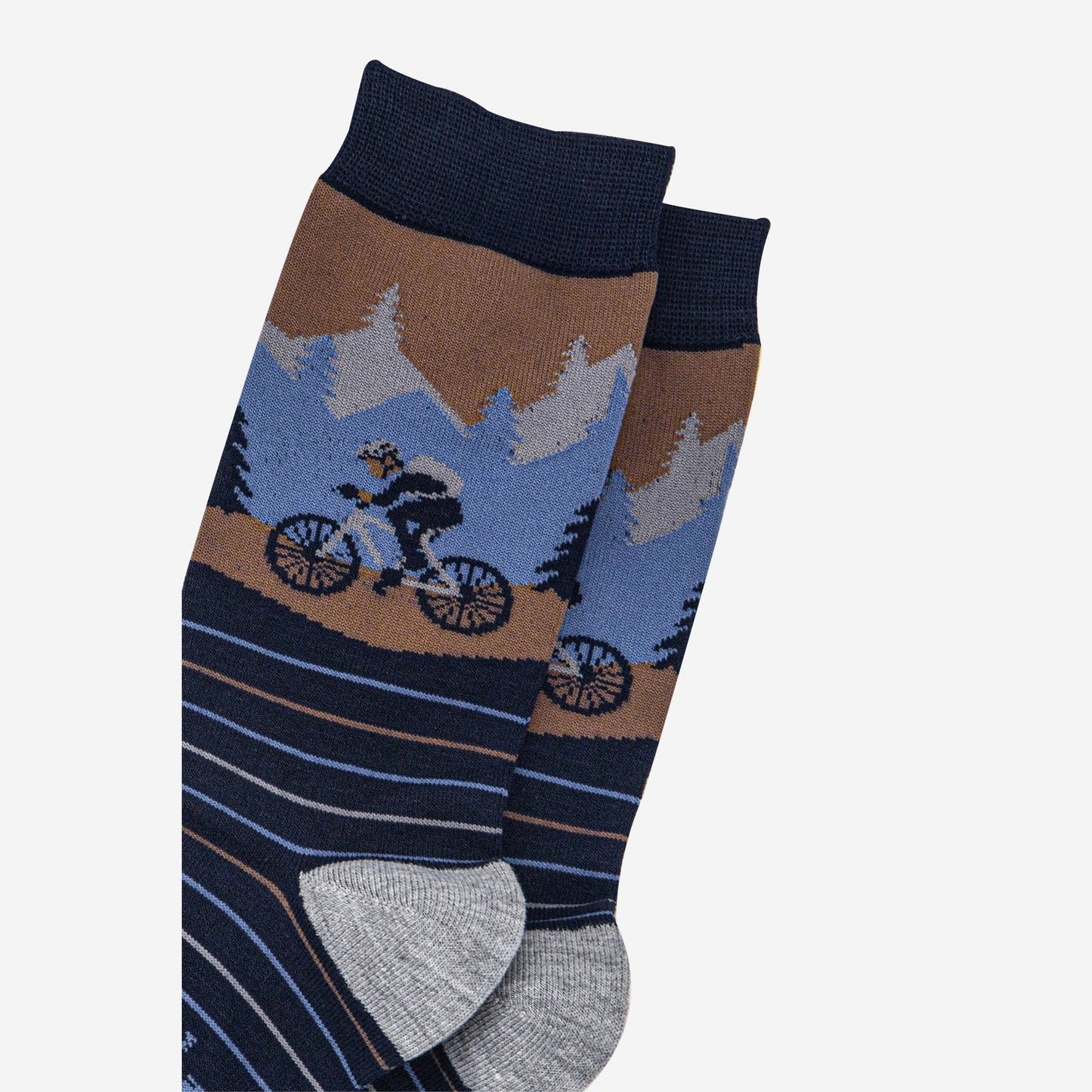 Men's Bamboo Socks - Navy Blue/Denim Blue, Mountain Bike Scene