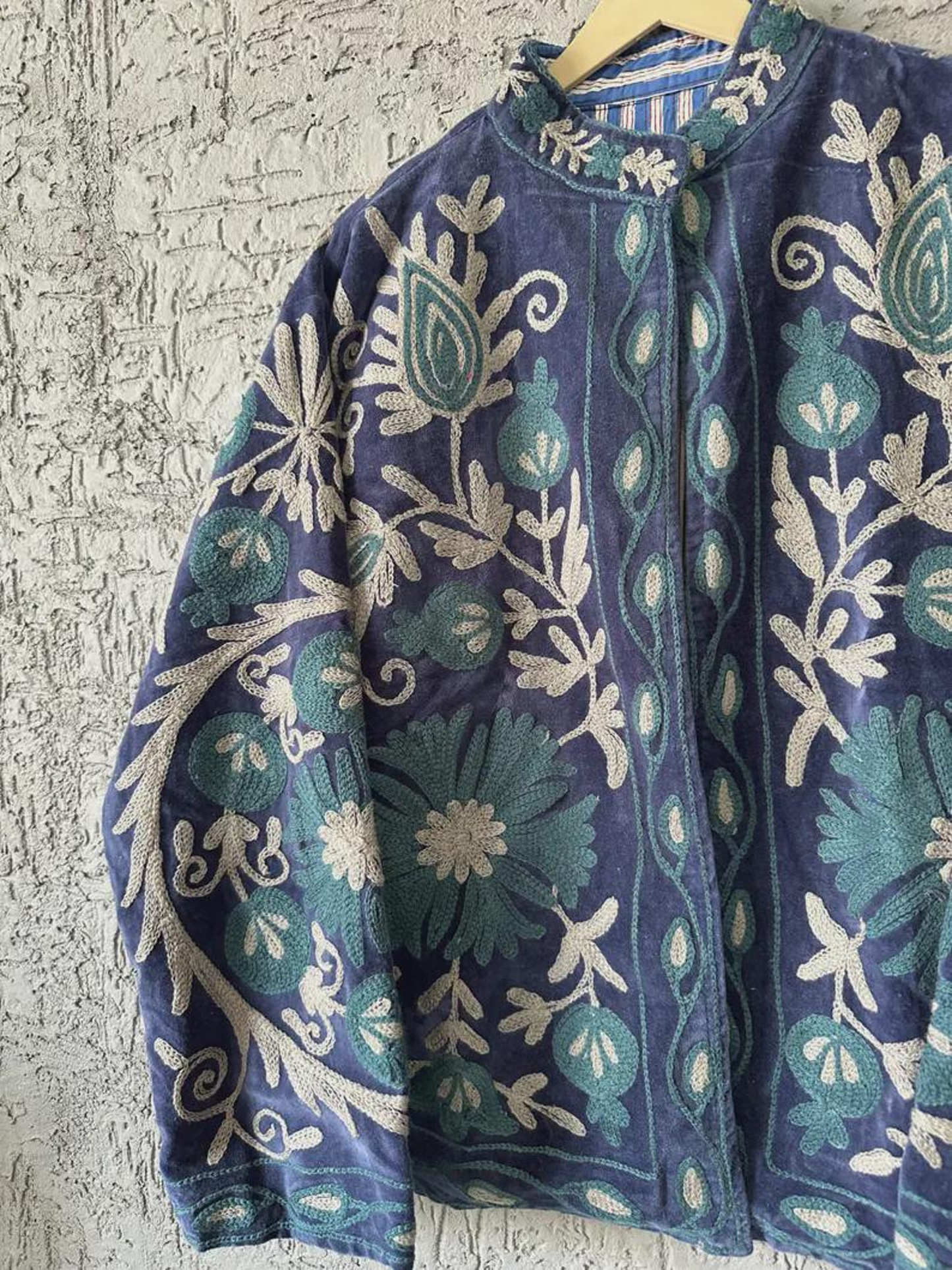 Boho Suzani Jackets, Hand Embroidered Cotton Velvet Quilted