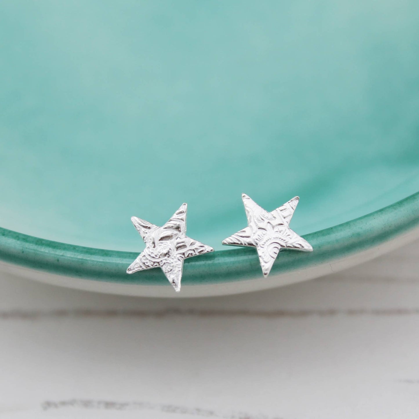 Sterling Silver Textured Star Studs