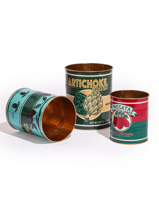 McGowan & Rutherford Ltd - Set of 3 Retro "Tomato, Olives, Passata" Storage Tins