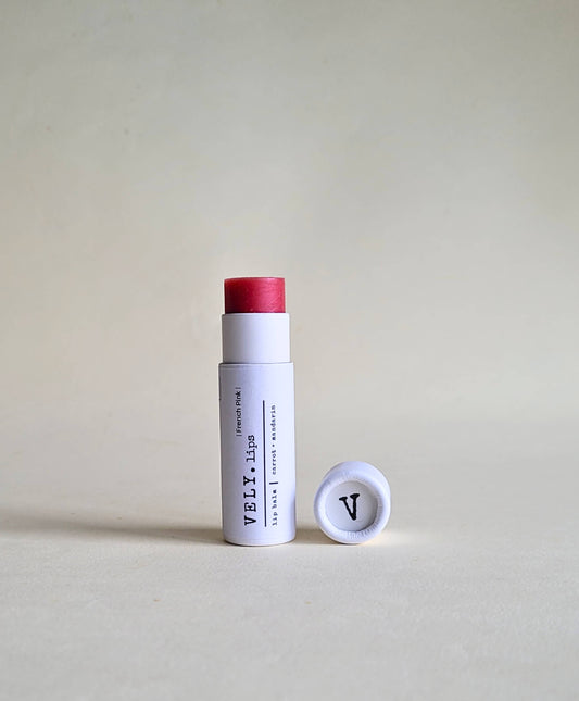 The Vely Soapery - Natural Vegan Tinted Lip Balm "French Pink" With Carrot Oil