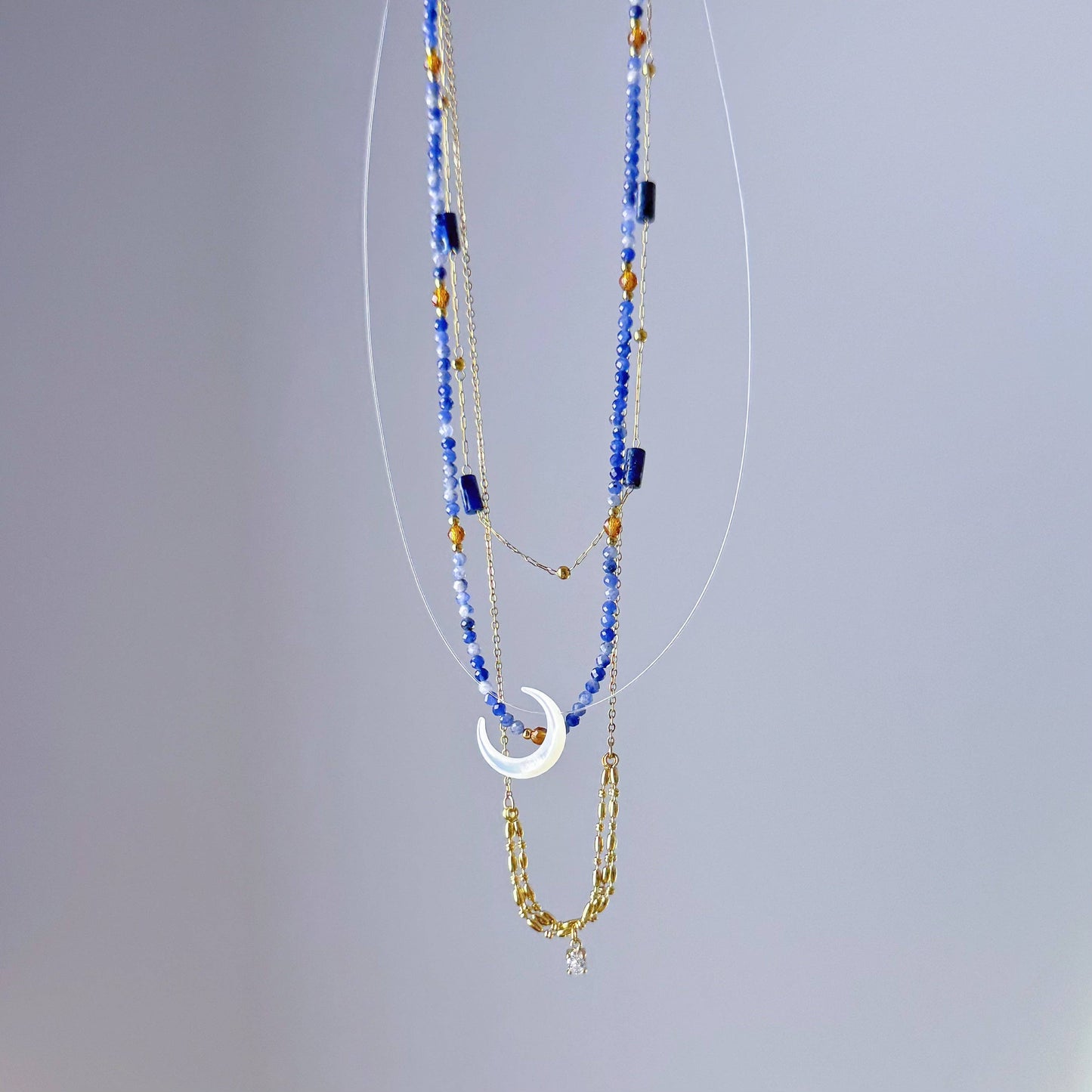 Ninaouity - Handmade Lapis Lazuli Tube Crystal Necklace