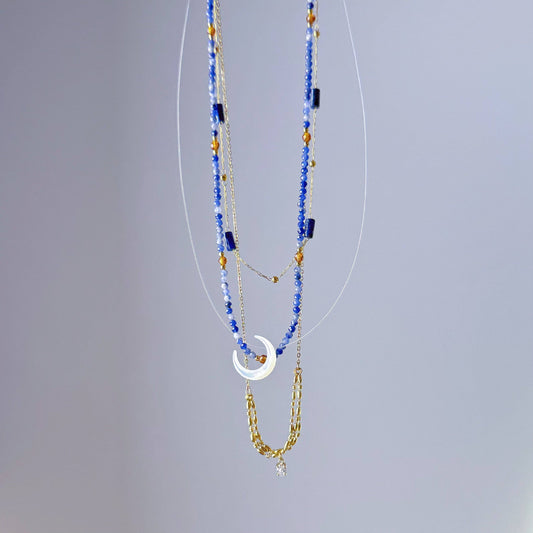 Ninaouity - Handmade Lapis Lazuli Tube Crystal Necklace