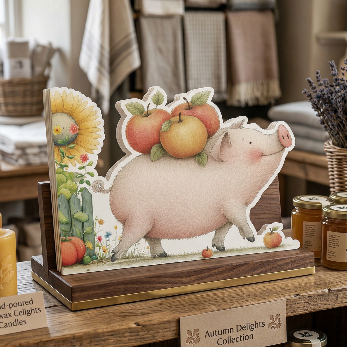 Farm Greeting Card, Die-cut: 'The Apple Pigs'