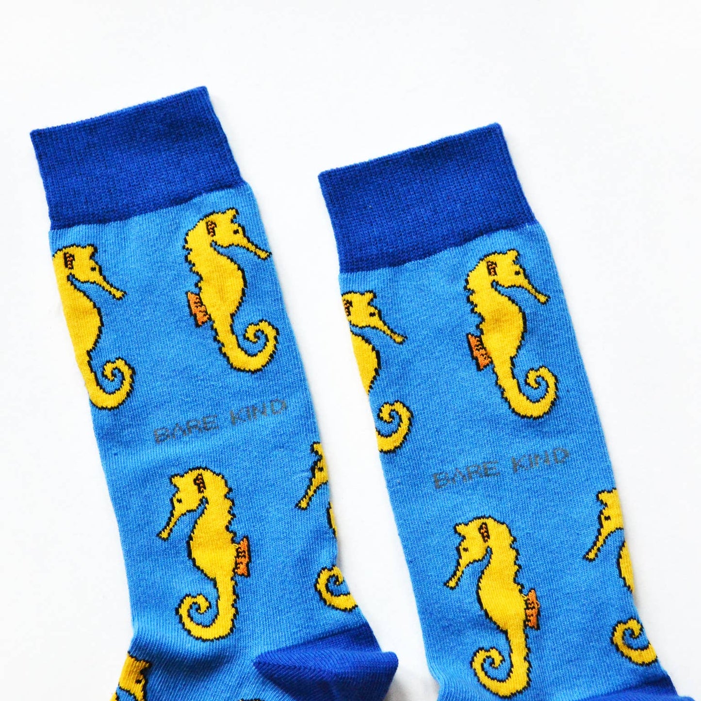 Seahorse Socks | Bamboo Socks | Light Blue Socks: UK Adult 4-7 / Single Pair / Seahorses