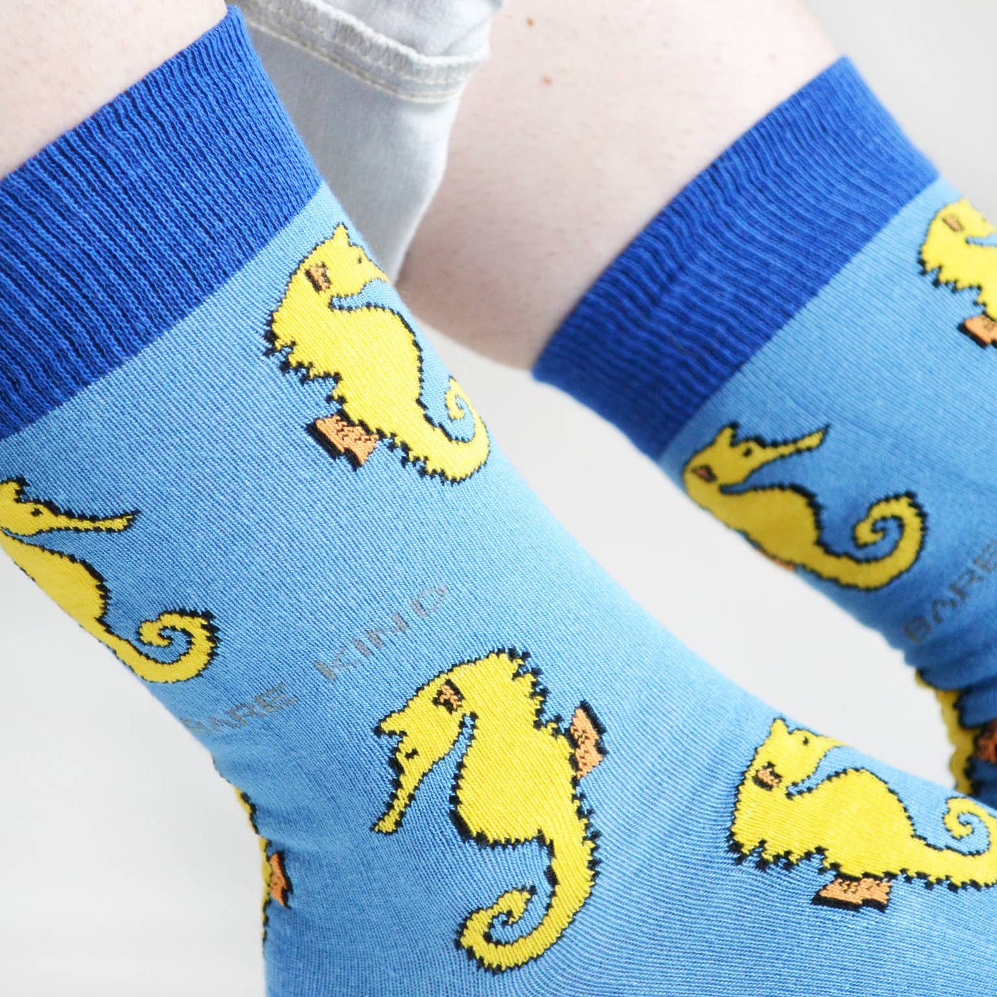 Seahorse Socks | Bamboo Socks | Light Blue Socks: UK Adult 4-7 / Single Pair / Seahorses