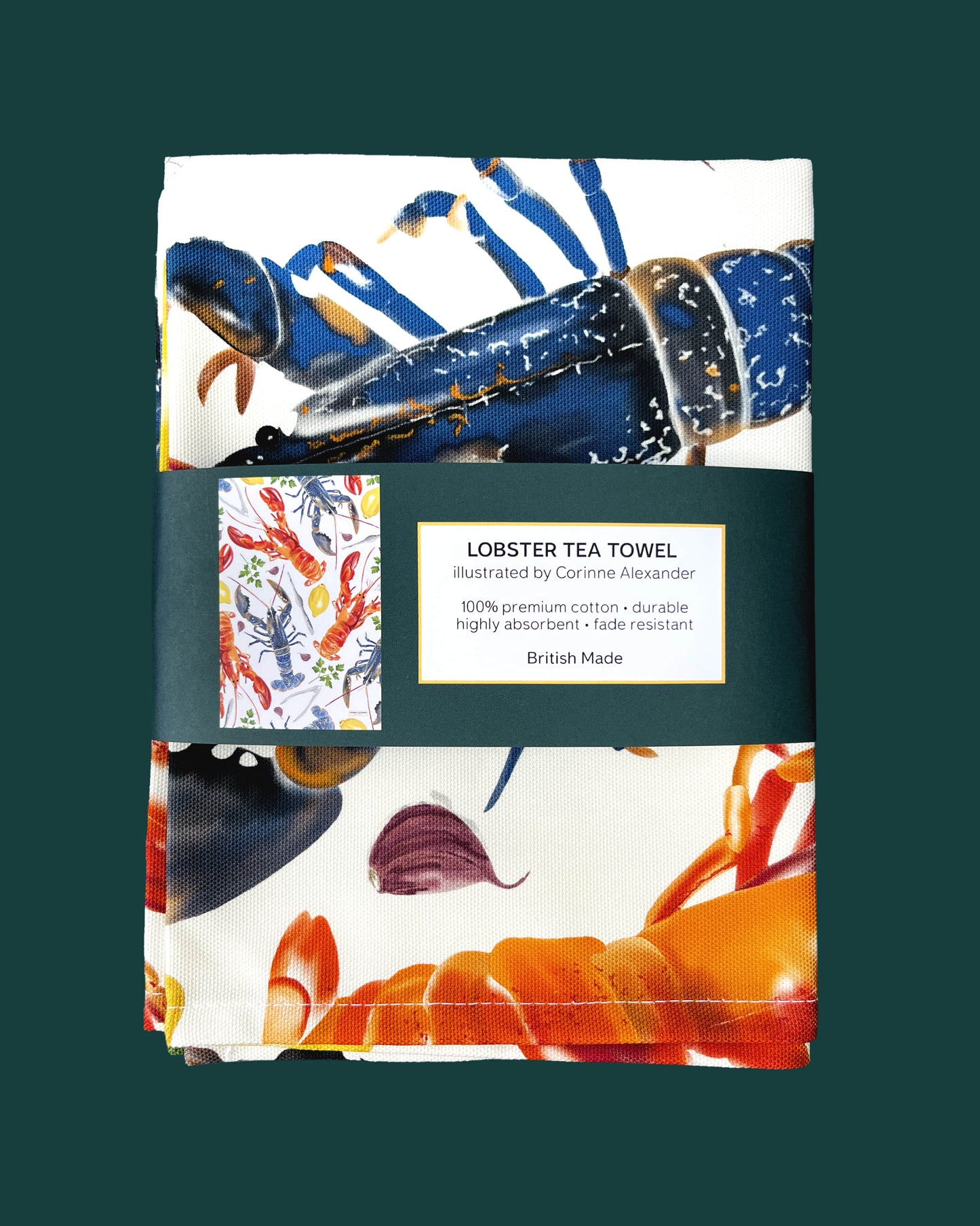 Lobster Tea Towel - British - 100% Cotton - Seaside