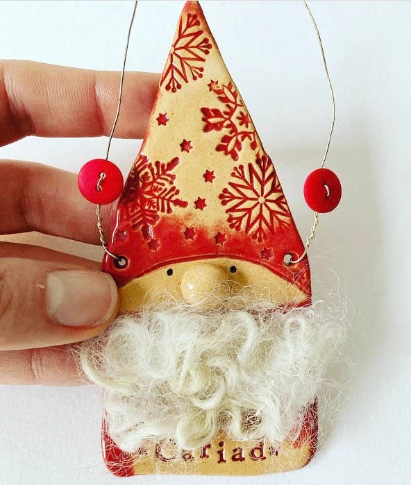 Ceramic Christmas Gnome Santa Ornament with Free UK Delivery
