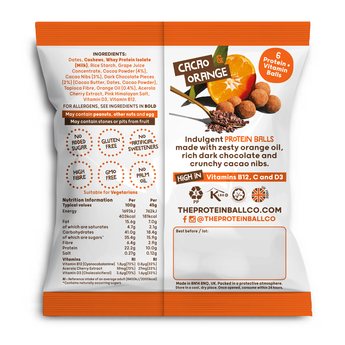 Cacao & Orange Protein Balls 10 x 45g