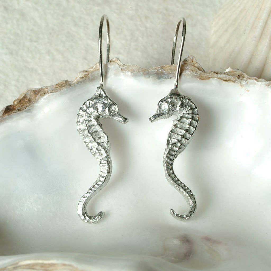 Seahorse Drop Earrings English Pewter Jewellery