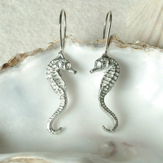 Glover & Smith - Seahorse Drop Earrings English Pewter Jewellery