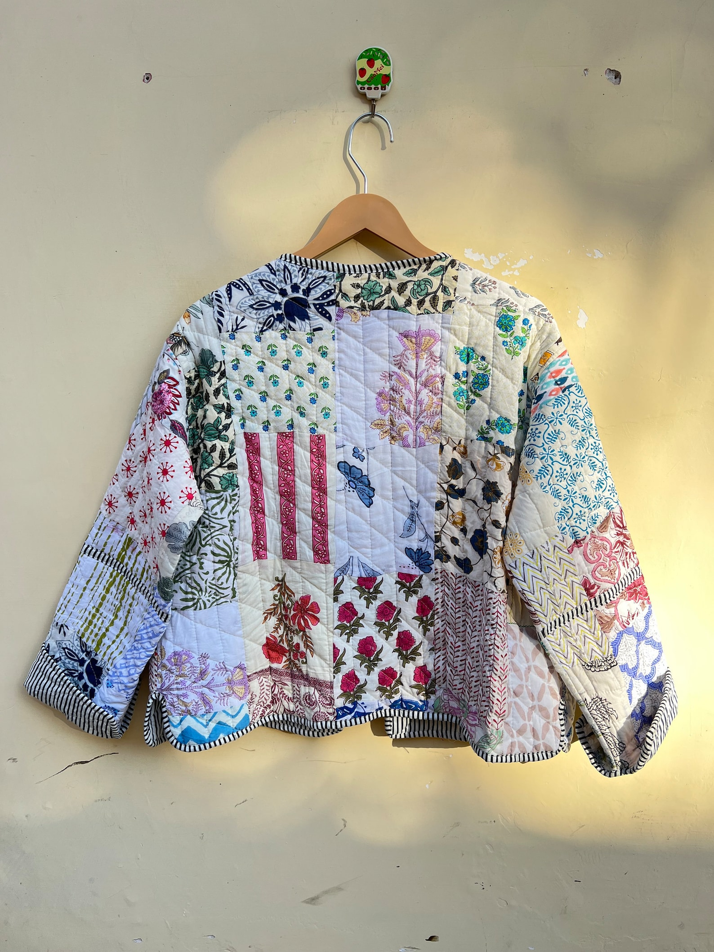 Reversible Quilted Cotton Patchwork Jacket - cream