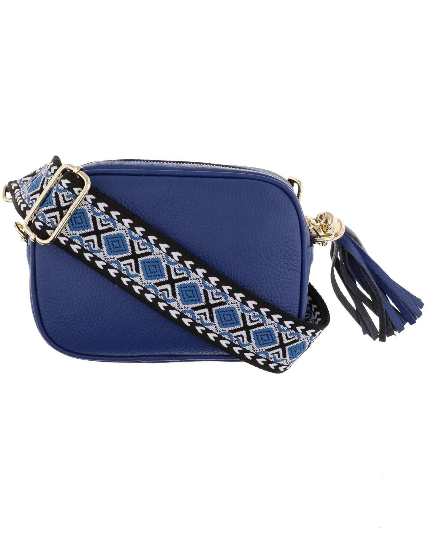 Cadenza Tassel Crossbody Leather Camera Bag: Sky Blue