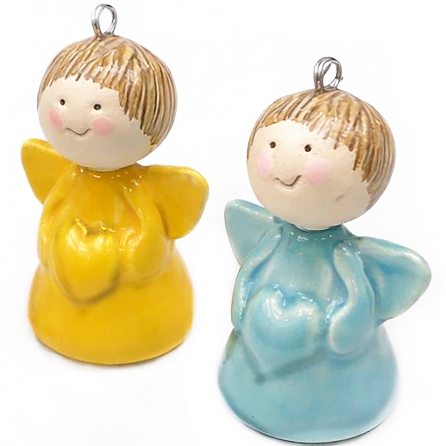 Hanging Mini Ceramic Heart Angels Handmade Decor