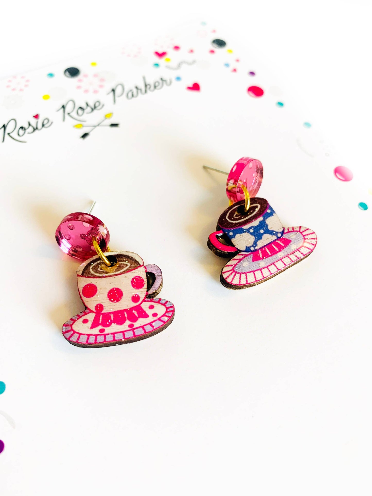 Rosie Rose Parker - Coffee cup statement earrings