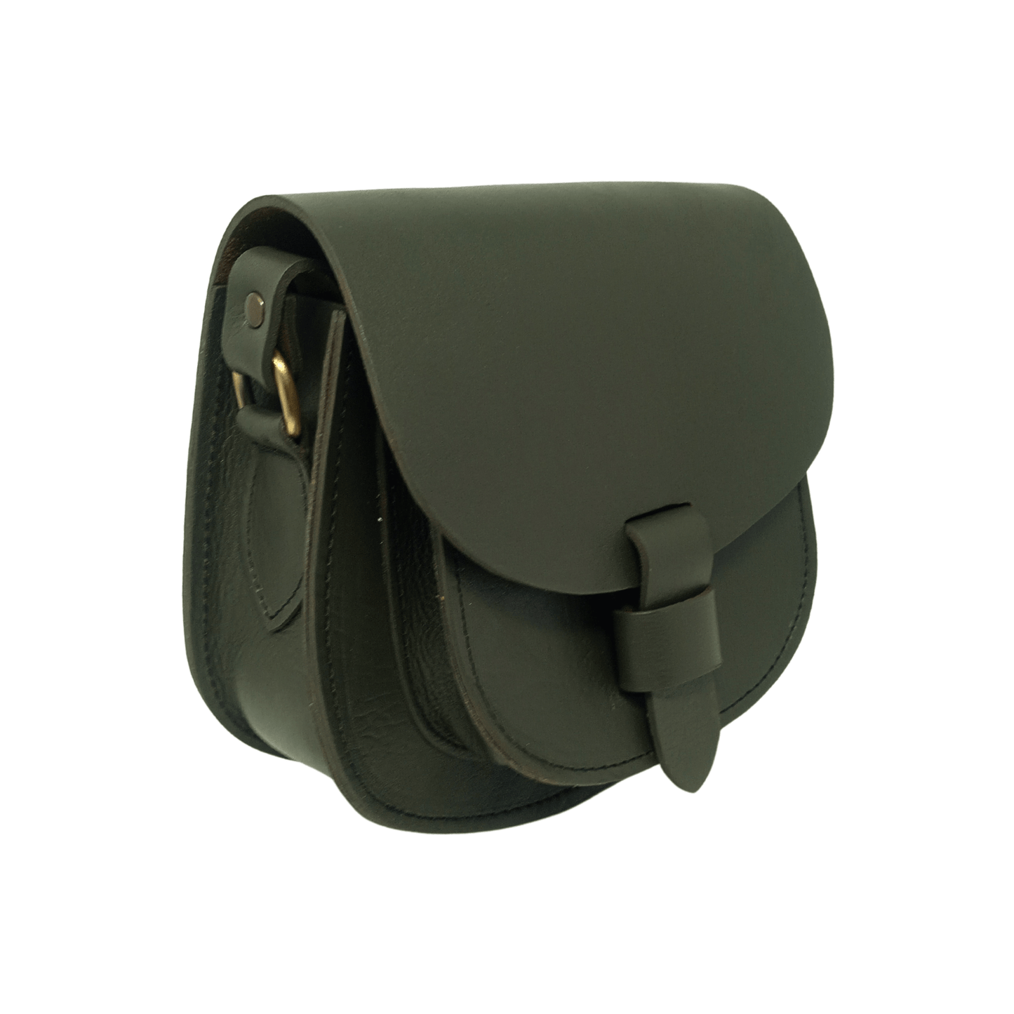 Maya Olive Green  Leather Saddle Bag – Handmade Full-Grain Crossbody